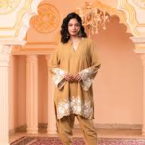 Golden Sand Threadwork Kurta Set
