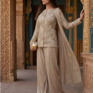 Champagne Gold Organza 3-Piece Suit