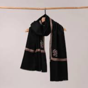 Classic Black Pashmina Embroidered Shawl