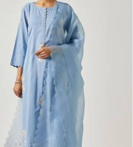 Ice Blue Summer Cotton Kurta Set