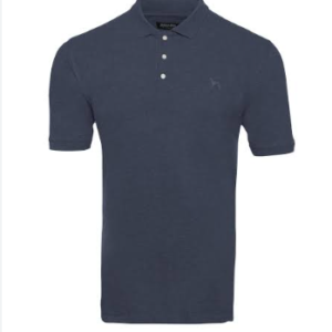 Navy Blue Cotton-Blend Pique Polo