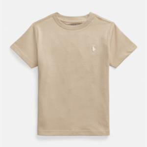 Khaki Cotton Basic Crewneck Tee