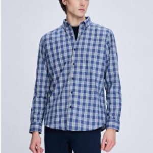 Classic Blue Checked Casual Button-Down