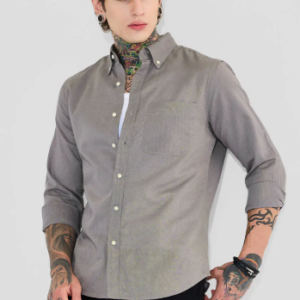 Slate Grey Linen-Blend Smart Shirt